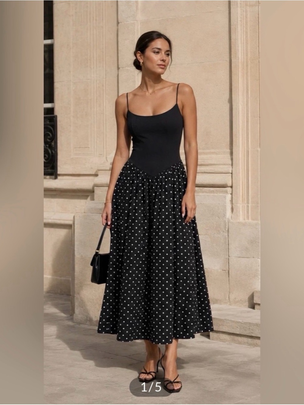 Commense Contrast BodyPolka Dot Dress